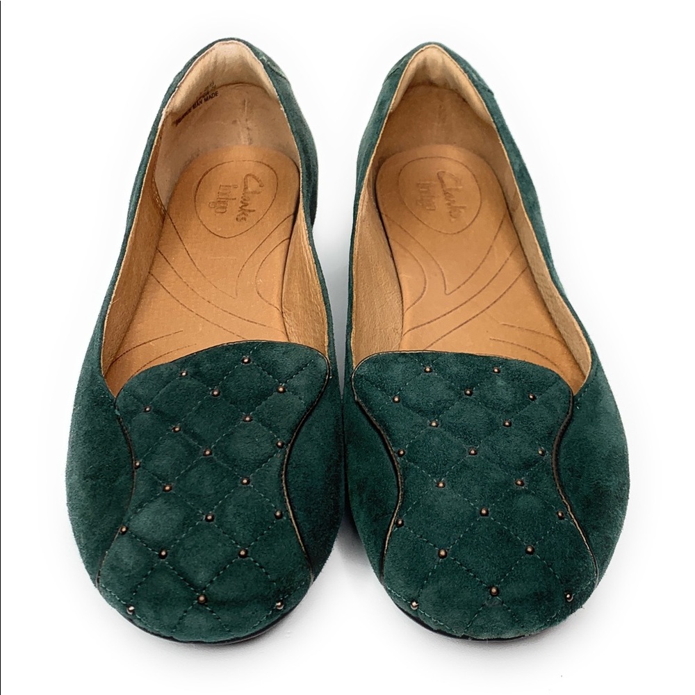 Indigo By Clark’s Ballet Flats Green Bead Leather